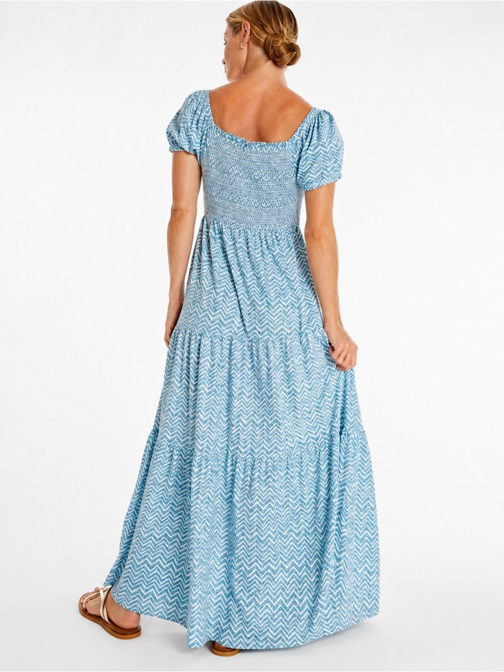 Anthropologie Daily Practice Blue Smocked Maxi Dress Size XS - Picture 8 of 8